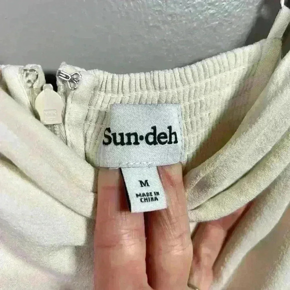 ARITZIA Cowl Neck Strappy A Line Mini Slip Dress White Cream Smocked Back  M - Picture 4 of 10